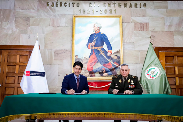 Ministerio de Desarrollo e Inclusión Social y el Ejército del Perú suscriben Convenio de Cooperación Interinstitucional